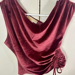 Michael Kors Deep Red Ruched Blouse
